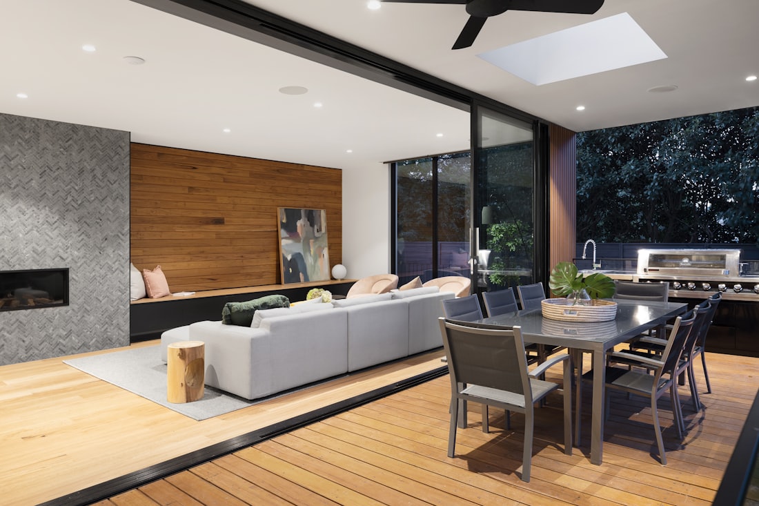 Luxurious living room with dark accents